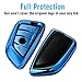 Uxinuo for BMW Key Fob Cover, Full Protection Soft TPU Key Fob Case Compatible with BMW Keyless Remote Control Smart Key New 7 Series X1 X5 X6 M5 M6 and 5 Series 2018 (Blue)
