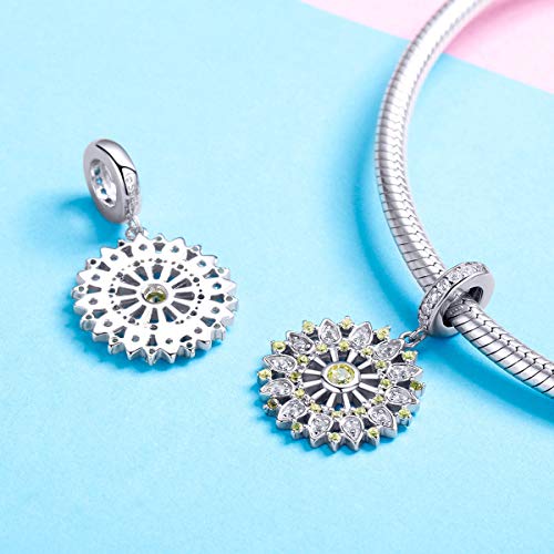 BAMOER Sterling Silver Charm Pendant Clear Cubic Zirconia Bead Charm for European Bracelet Women Girl