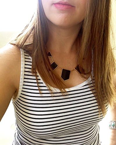 House of Harlow 1960 INSPIRED Black Triangle Gold Tone Statement Necklace