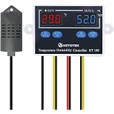 KT100 Humidity Temperature Controller 120V Thermostat Humidistat Control | 10A Direct Output with 1.5m Temperature Humidity Sensor 10~99%RH, -58~176&deg;F