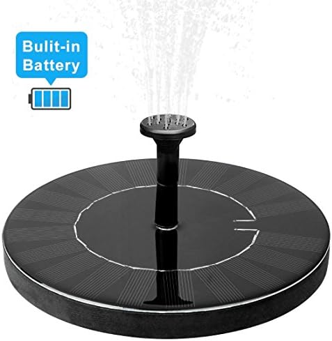 JOEAIS Solar Fountain Pump, Upgraded 1.5W Free Standing Small Bird Bath Fountain Pump with Battery Backup, for Garden, Patio and Small Pond, Works 3 Hours in NOT Direct Sunlight