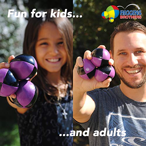 Higgins Brothers Juggling Balls Professional Style Set of 3 - How to Juggle Kit with Bean Bags for Juggling for Beginners and Kids with Vibrant Colors, Great Feel, Ultra Durable (White)
