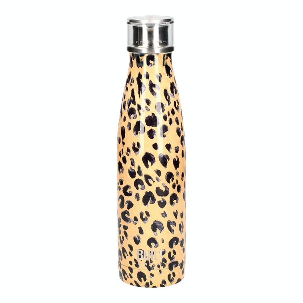 Built Perfect Seal Leakproof Insulated Water Bottle/Thermal Flask, Stainless Steel, 480 ml, Leopard