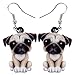 NEWEI Acrylic Donuts Bulldog Pug Dog Earrings Dangle Drop Sweet Pet Ornaments Jewelry For Women Charm Gift (Beige)