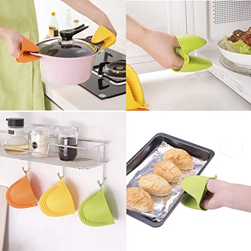 Scettar Mini Oven Mitt, Silicone Pot Holder Cooking Finger Protector Pinch Grips Heat Resistant for Kitchen Cooking & Baking, 2 Pairs  - Thumbnail 3