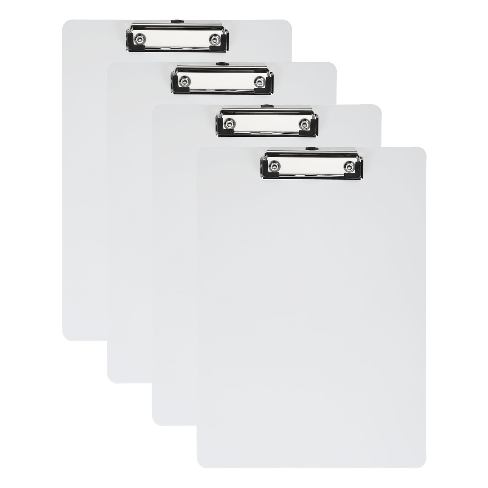 PATIKIL 8.86 x 12.4 Inch Clipboard Vertical, 4 Pack A4 PP Plastic Office Clipboards Low Profile Clip for Office Drawing Sketching, White