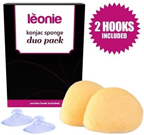 Leonie Konjac Sponge Duo Pack. 100% Natural Sponges for Gentle Exfoliation &amp; Skin's pH Balance. Eco and Vegan friendly skin care. (Turmeric &amp; Turmeric) by Leonie