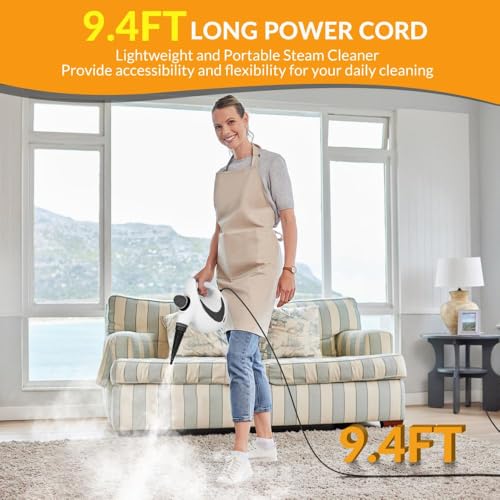 Handheld Pressurized Steam Cleaner, Portable Steamer for Cleaning, Steam Cleaner for Home Use, Steamer for Cleaning Car, Furniture, Floor, Upholstery, Grout and Tile, Deep Gray