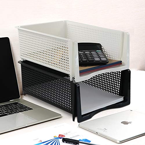 Pekky 3Tier Plastic Desk Letter Organizer Trays (Black, Grey, White