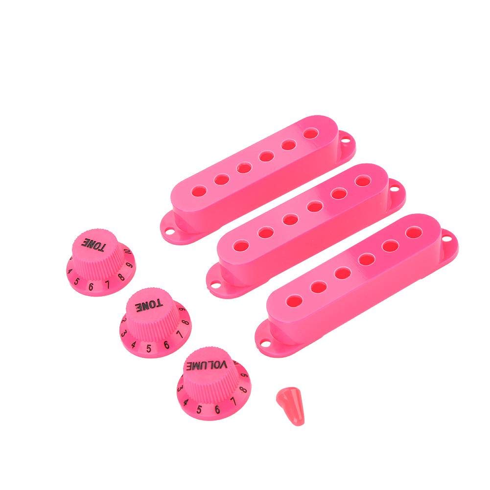 Tbest Guitar Pickup Cover,Guitar Single Pickup Cover Single Coil Pickup Covers Guitar Part - 3 Pcs (48mm 50mm 52mm) Pick Up Cover Set+Volume/Tone knob+Switch Cover for Electric Guitar 4 Colors(Pink)
