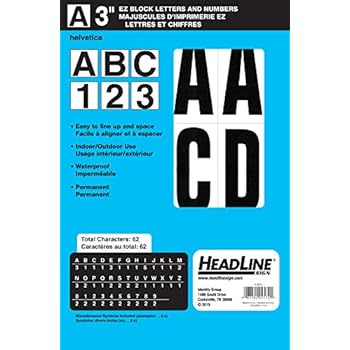 Headline Sign 2572 Stick-On EZ Block Letters and Numbers, Black on White, 3-Inch