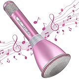 TOSING Microphone for Kids, Wireless Bluetooth Karaoke Microphone Machine for Home, Party, Birthday Gifts and Toys for Kids Girls Age 5 6 7 8 9 (Pink)