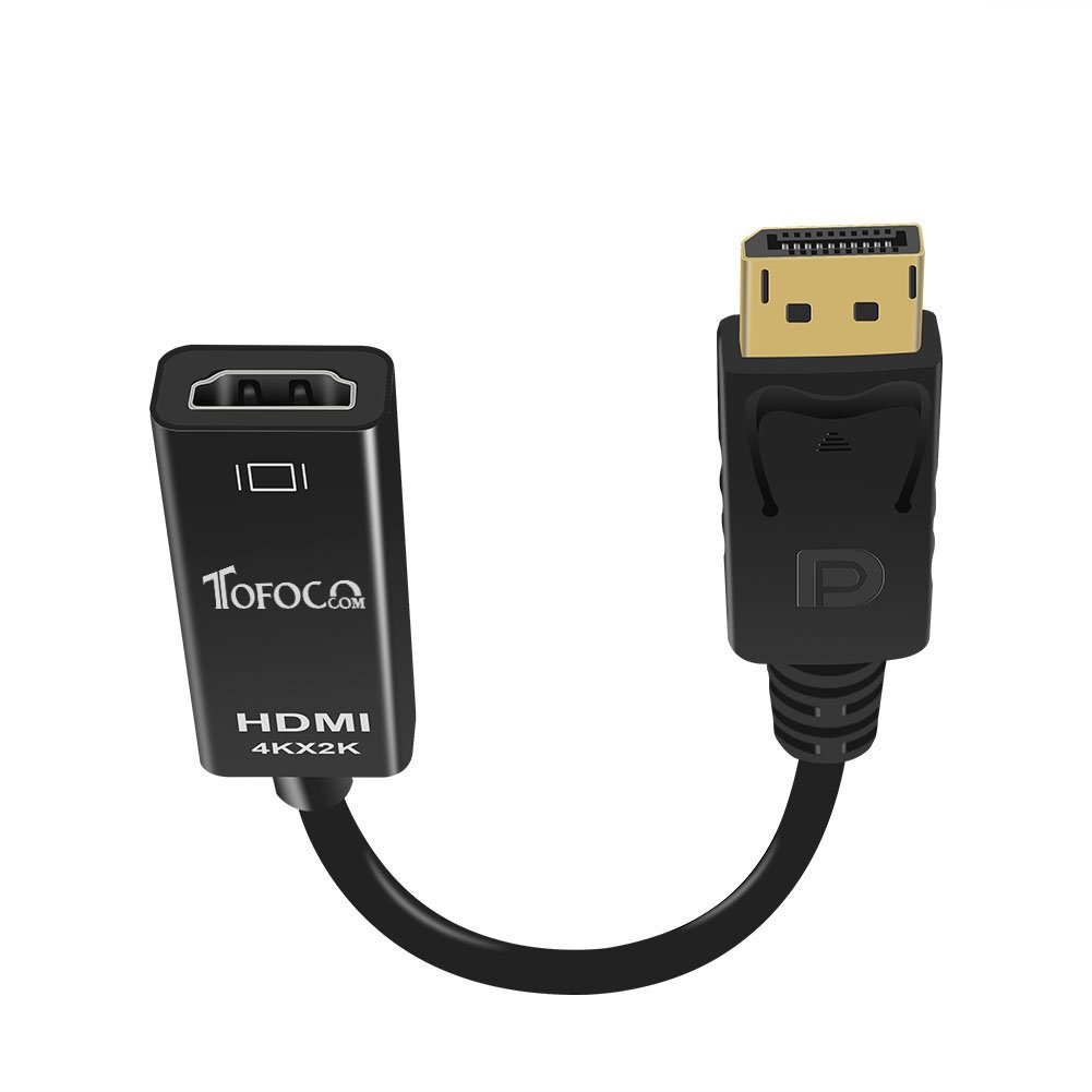 Displayport to HDMI Active Adapter 4K, Gold Plated Laptop DP to HDTV Cable Video Monitor Converter With Audio Out Male to Female Adapter for PC,Laptop, Notebook,TV - Black