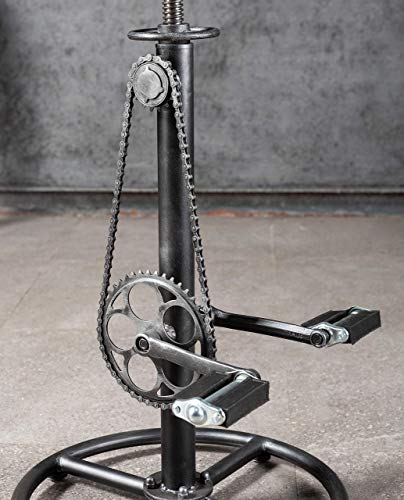 Articial Rustikaler Fahrradhocker mit Drehgelenk, Industrie-Bar-Hocker, Eisen, höhenverstellbar, Fahrradpedal als… – Bild 6