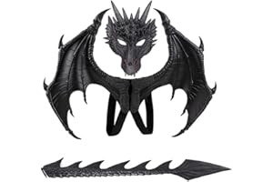 Nirvany Kids Dragon Cosplay Costume - Wing Tail Mask Set for Boys & Girls - Halloween