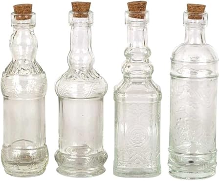 Decorative Glass Bottles With Cork Lid Set Of 4 Amazon Co Uk