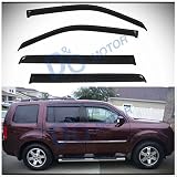 D&O MOTOR 4pcs Front+Rear Smoke Sun/Rain Guard Outside Mount Tape-On Window Visors For 09-15 Honda Pilot