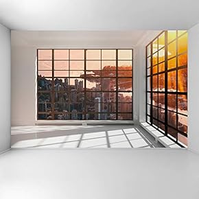 Wall Mural 3D Cityscape Removable Wallpaper Wall Sticker for Bedroom Living Room - 66x96 inches