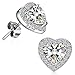 J.Rosée Jewelry Heart Earrings, 925 Sterling Silver with 3A Cubic Zirconia Stud Earrings and Necklaces, Chain Jewelry Necklace Gifts for Women Girls