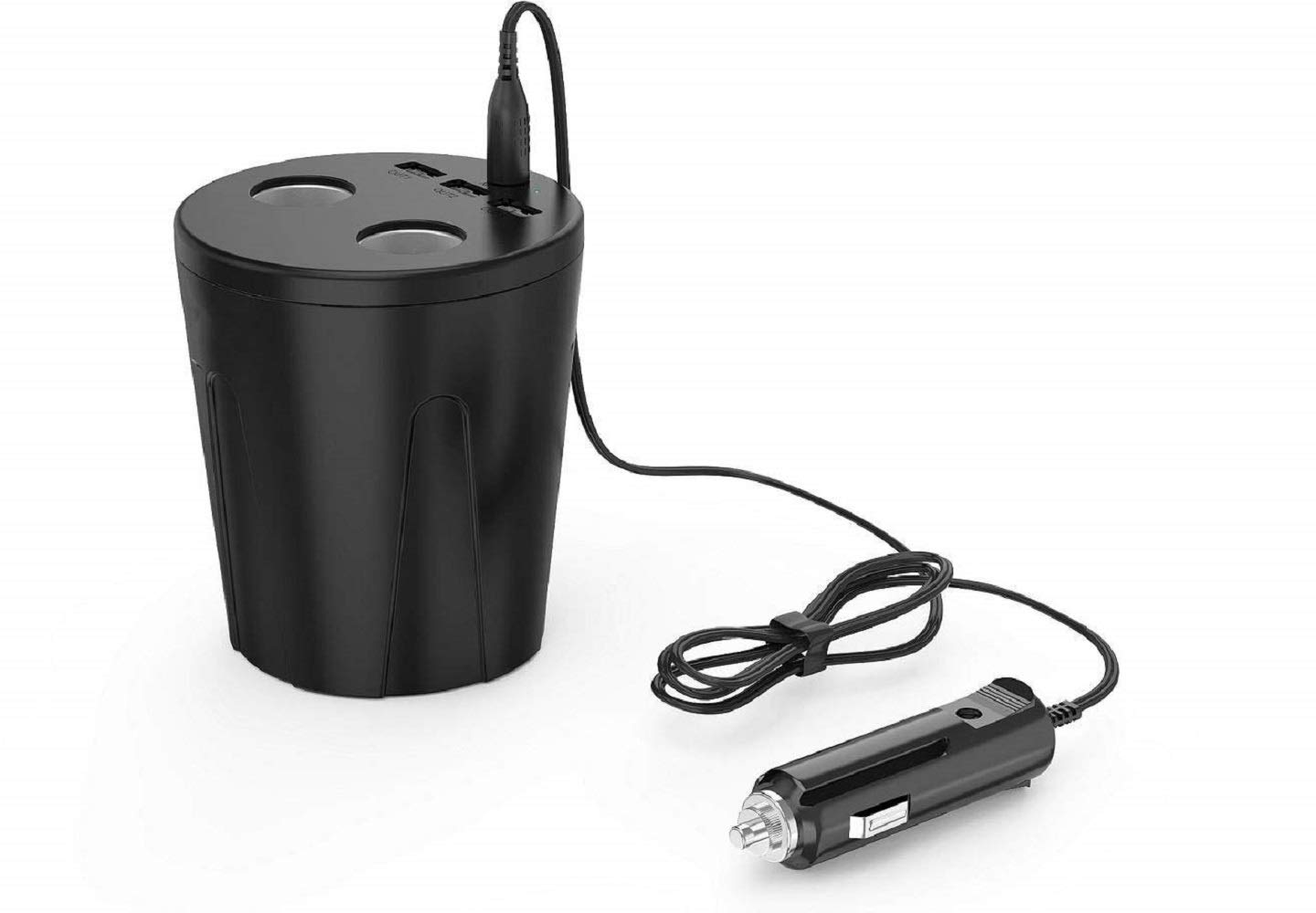 Car Charger - Cupholder Cigarette lighter Power Extender Splitter - 3 USB Multi Port and 2 Cigarette Lighter Charging Sockets - Compatible with Mobile Tablet Sat Nav Dash Cam GPS and more