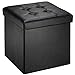 Ollieroo Faux Leather Folding Storage Ottoman Bench Foot Rest Stool Seat Black 15''X15''X15''