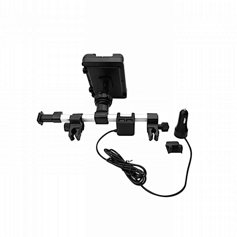 Macally HRMOUNTPRO4UAC, dual mode Car Seat Headrest Mount with USB Car Charger for all iPad & tablet PCs up to 25 cm width