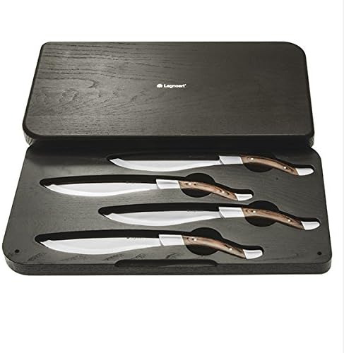 Legnoart Stainless Steel Angus Steak Knife 4-Piece Set with Capaz-Wood Handle and Luxury Solid Wooden Box