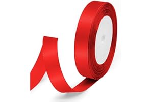 Quhora 5/8" x 25 Yards Satin Ribbon, Red Silk Ribbon Ideal for Gift Wrapping, Floral Bouquets, Crafts, Wedding Party Decorations, Christmas and Sewing Projects