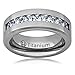 8MM Men's Titanium Ring Wedding Band | Brushed Top | Channel Set Princess Cut CZ