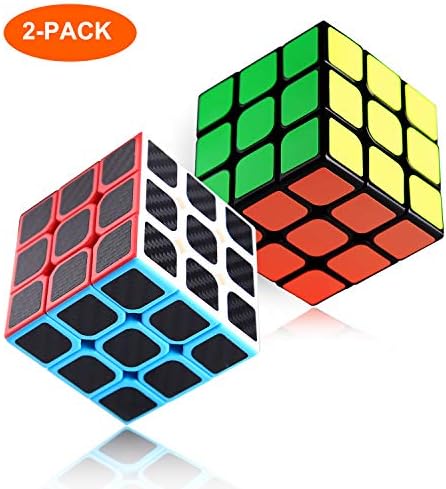 2 Pack Magic Cube Speed Cube 3x3, 3D Puzzle Game Toy, with Carbon Fiber Sticker, Smooth Speed Twist with Original Magic Cube Color, Upgraded Version, 5.7cm