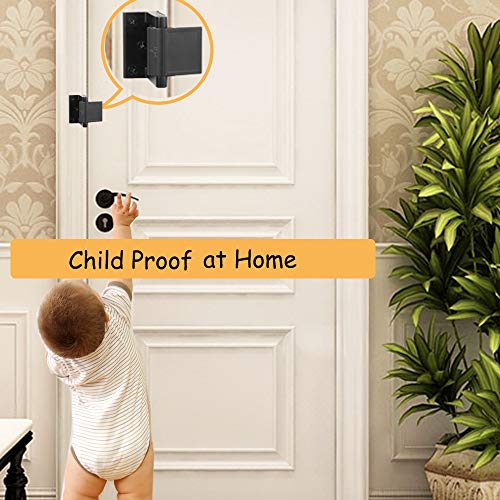 Home Security Door Lock,Child Proof Door Reinforcement Lock with 3''Screws for Inward Swinging Door, Privacy Door Lock Deadbolt Defend Home and Hotels - Thumbnail 3