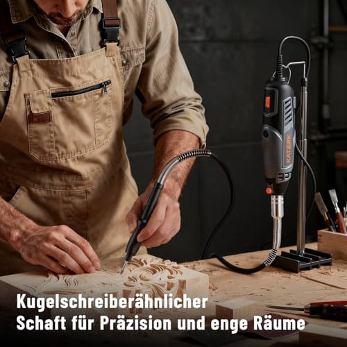 Rotationswerkzeug Set Professionelles mit Biegsamer Welle,155 Teiligem Zubehör,35000 U/min Hochleistungs Multifunktionswerkzeugsatz für Holzschnitzerei,Gravur,Schneiden,Schleifen,Sandstrahlen