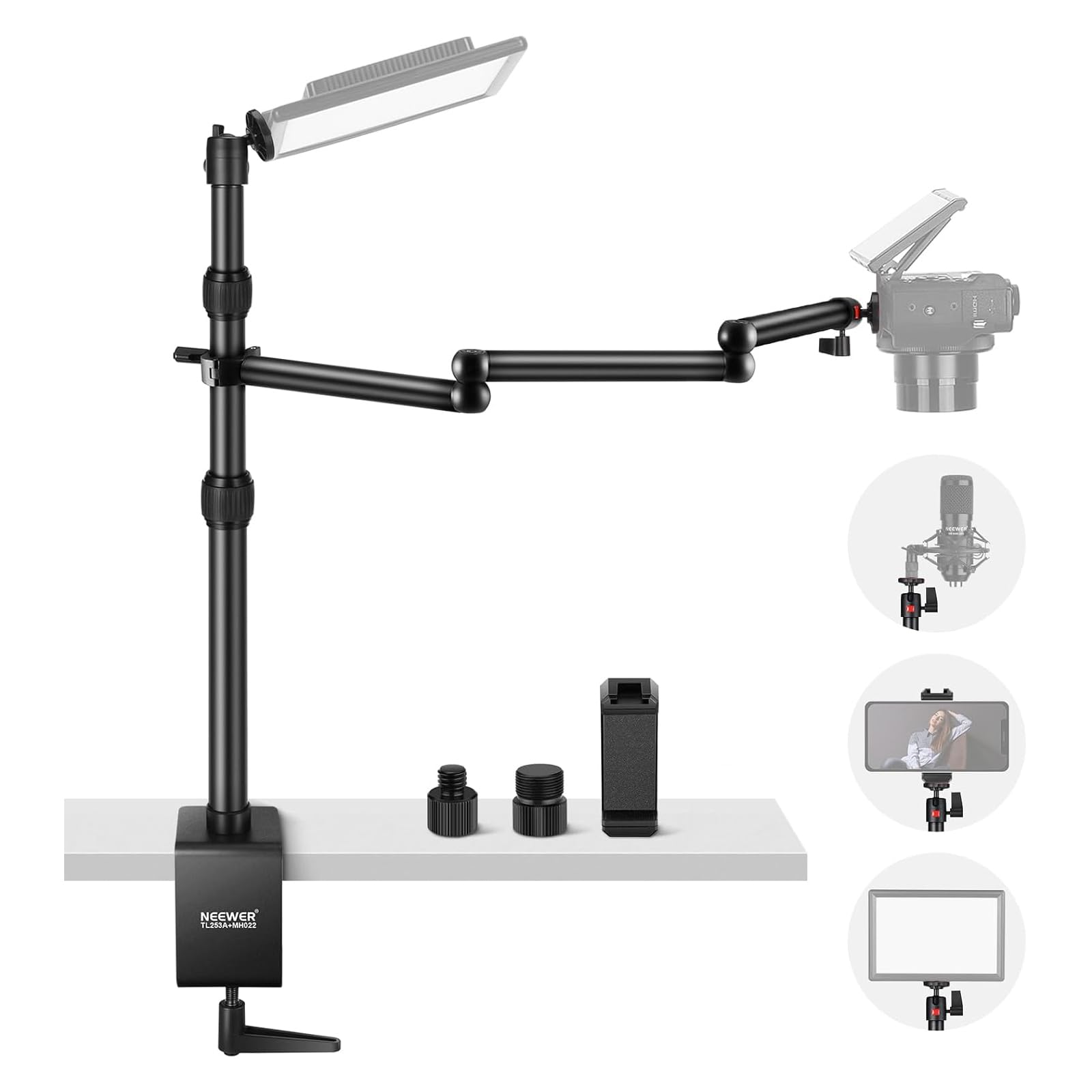 NEEWER Upgraded Overhead Camera Rig with Trifold Camera Boom Arm (Max ...