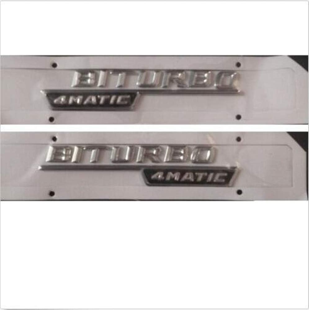 Chrome BITURBO 4MATIC Letters Sides Emblem Emblems Badges 2pcs for Mercedes Benz