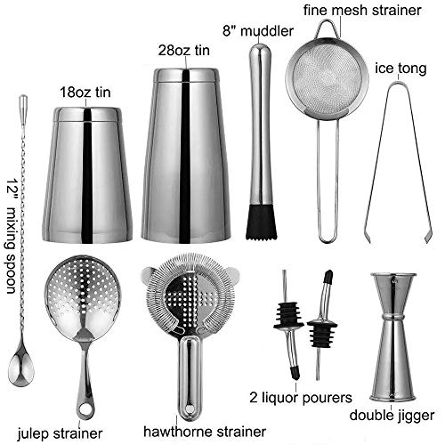 JJZXD 2020 Neuankömmlinge 11 Stück Kit Cocktail Shaker Barware Set Inklusive Rührstange Barkeeper Tools Cocktail (Size… – Bild 2