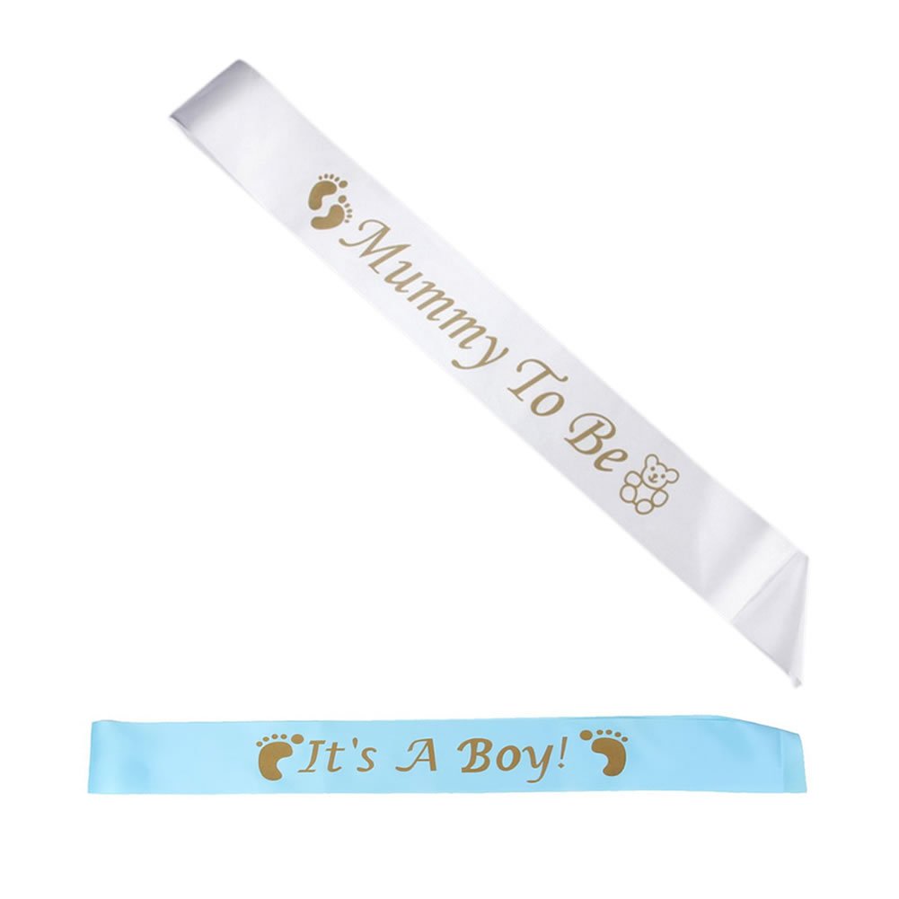 Veewon Baby Shower Sashes Set including Mummy To Be Sash and It's A Boy Sash Baby Shower Party Decoration
