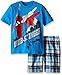 Marvel Boys' Marvel 2 Piece Plaid Short Set, Blue, 6