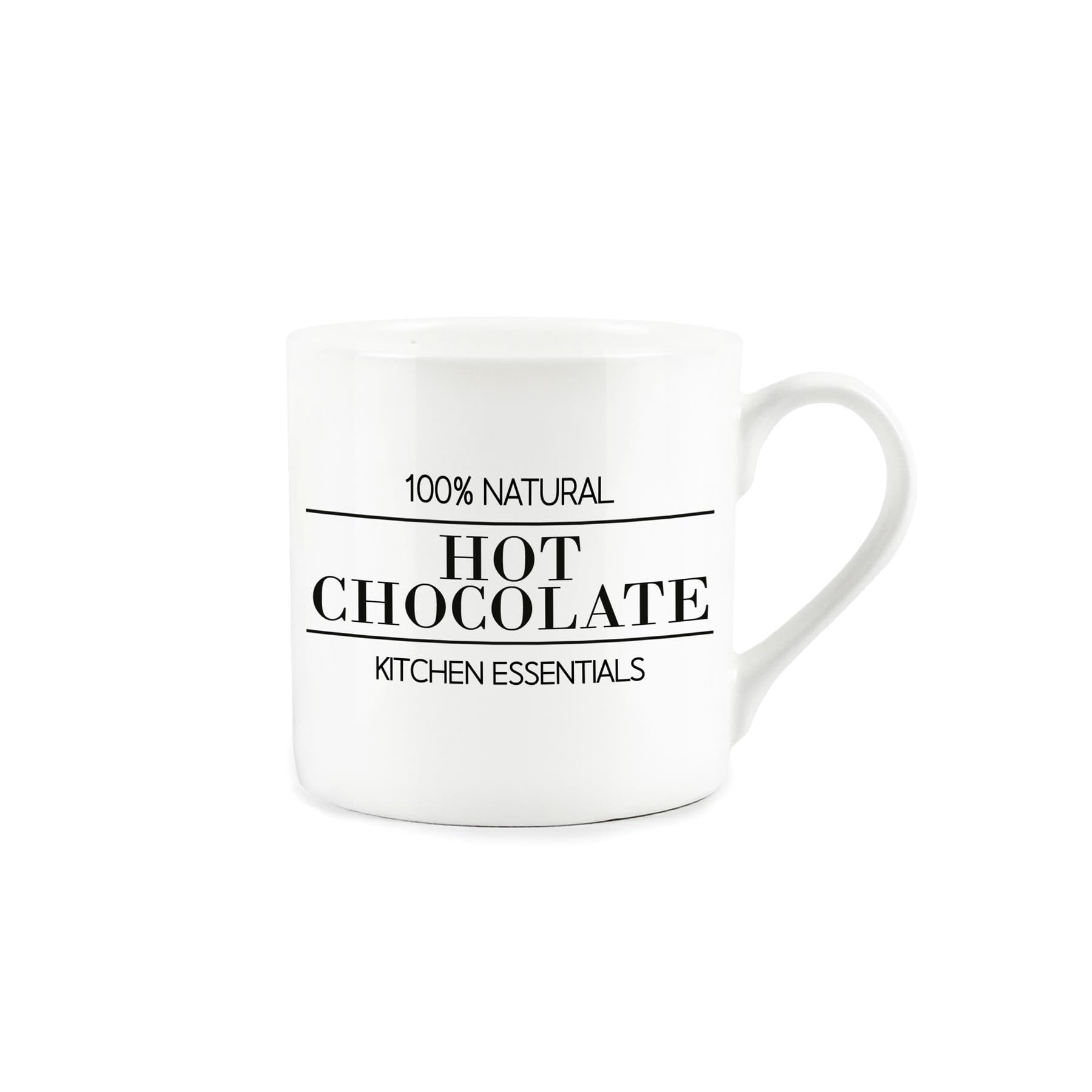 Purely Home Minimalist Hot Chocolate Mug - Simplistic Black & White Decor Gift - Bone China Cup Gift/Present