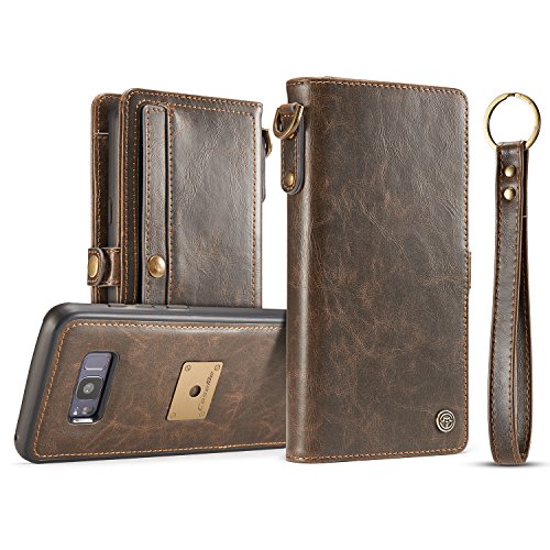 Galaxy Note 8 Case,AKHVRS Handmade Retro Galaxy Note 8 Genuine Leather Wallet Case With Luxury Cover Magnetic Detachable Case & Hidden Card Slot for Samsung Galaxy Note 8 - Brown