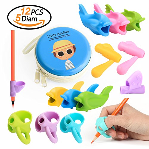 Pencil Grips,Kids Handwriting,Silicone Ergonomic Pen Writing Aid Grip Pencil Grip for Preschoolers for Special Needs (12PCS)