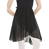 Monbessi Ballet Skirt Women Girls Adjustable Waist Tie Adult Dance Wrap Skirts for Dance Training, Performance, Cosplay Black