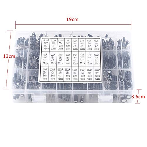 500pcs 24 Values Aluminum Electrolytic Capacitor Assorted Kit 10V~50V 0.1uF to 1000uF - Thumbnail 6