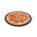 15-inch BBQ Pizza Pan, Arctic Monsoon, Non-stick Safety Coated Thick Gauge Cold Rolled Steel Material Grill Topper Pizza Stone, Black