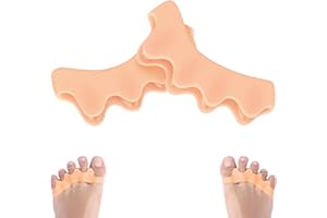 THSTOIC Toe Separators for Women Men, 2 Pcs Toe Spacers & Straightener - Correct Hammer and Plantar Fasciitis, Gel Silicone Toe Separators for Bunions, Curled, Overlapping Toes (Beige)