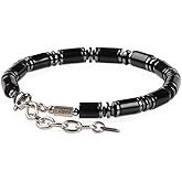 Casvia Chakra Protection Mens Bracelet with Black Agate and Hematite, Matched with Thickened Stainless Steel Adjustable Chain Ideal Mens Jewelry for Yourself Father and Friends Bracelets for men