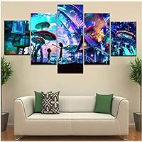xtszlfj 5piece Poster Canvas Mushroom World Rick and Morty Canvas Set Wall Posters Art Painting for Home Living Room Decoration 30x40 30x60 30x80cm No Frame