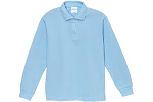 unik Boy's Uniform Pique Polo Shirt Long Sleeve, Navy White Sky Blue