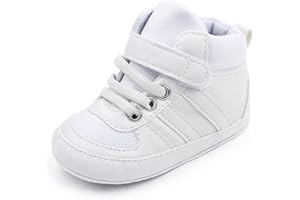 Sekantrol Baby Boys Girls First Walker Crib Newborn Shoes, Soft Rubber Sole Infant Sneakers Fashion High-Top Non-Slip Toddler Dress Moccasins Shoes