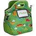 GOPRENE Kids Dinosaur Neoprene Lunch Bag with ID Card Pocket | Identi-Tote Insulated, Reusable, Foldable, Washable, Color: Green Dino, 3 Blank Name Cards