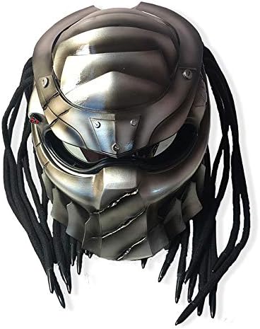 ATSWKJ Motorcycle helmet,Domineering iron warrior motorcycle electric car personality Harley scorpion helmet riding full helmet with laser,L